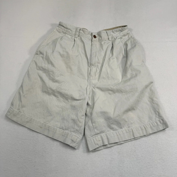 Abercrombie And Fitch Chino Khaki Shorts Mens Size 31 Cream High Rise Vtg - Picture 1 of 11